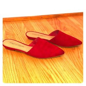 Christian Siriano Red Pointed Toe Mules